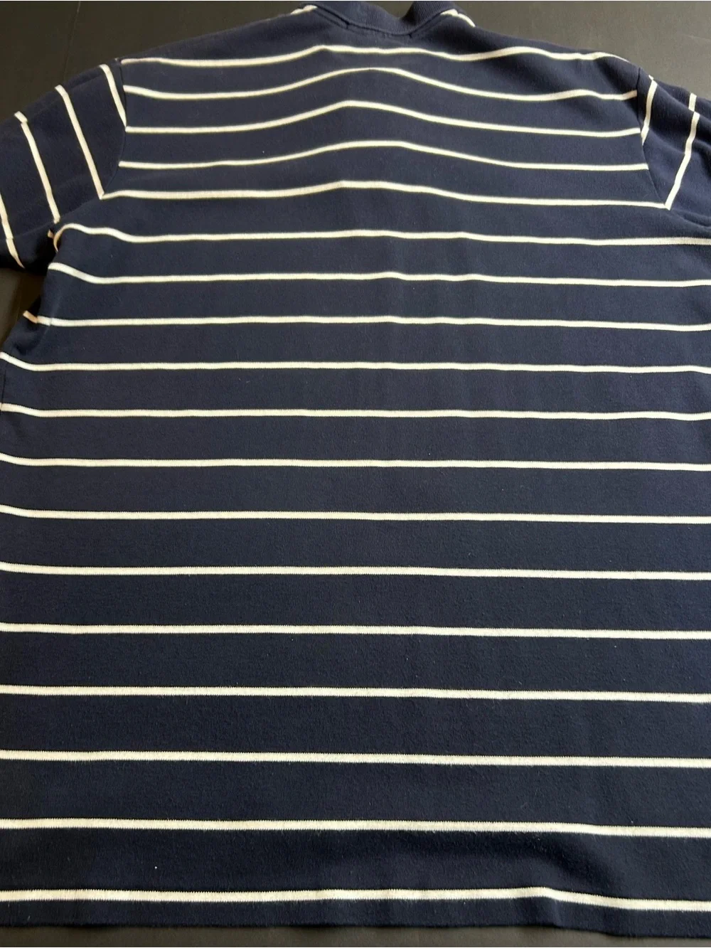 Ralph Lauren Navy and White Striped Polo with‎ Red Pony